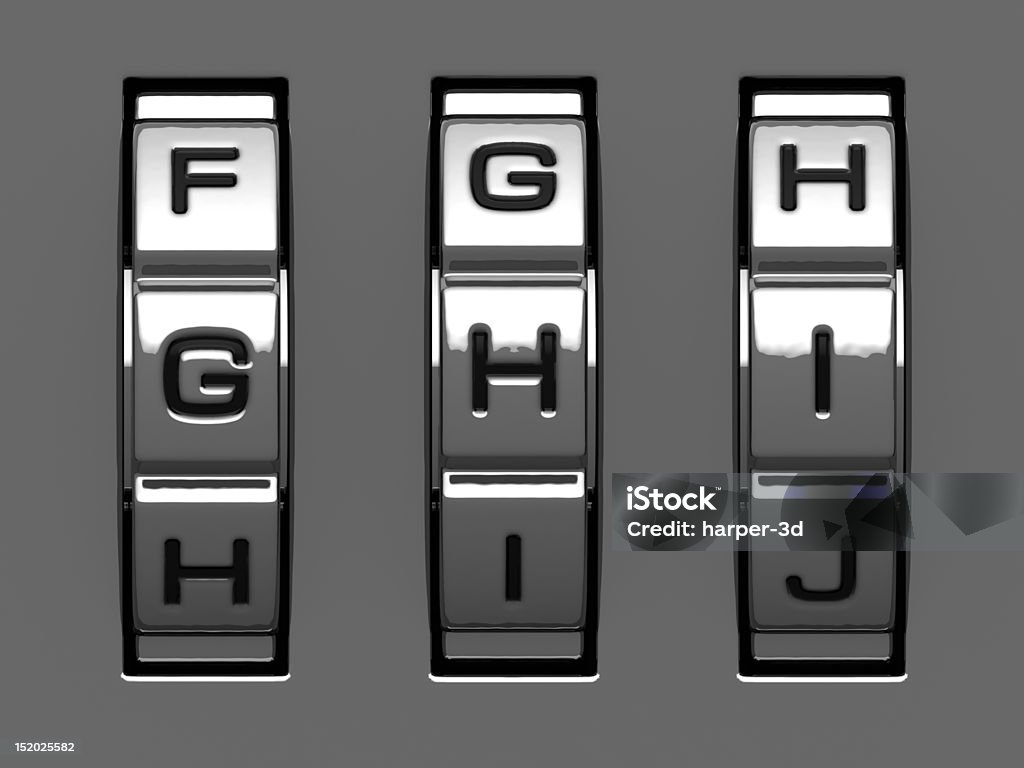 G, H, I letters from code alphabet G, H, I letters from combination lock alphabet Dial Stock Photo