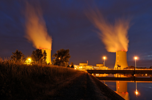 power station in night.