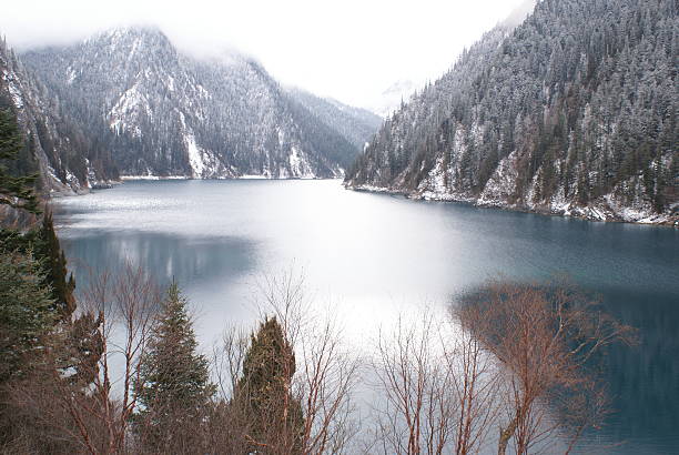 Lake, winter, Jiuzhaigou