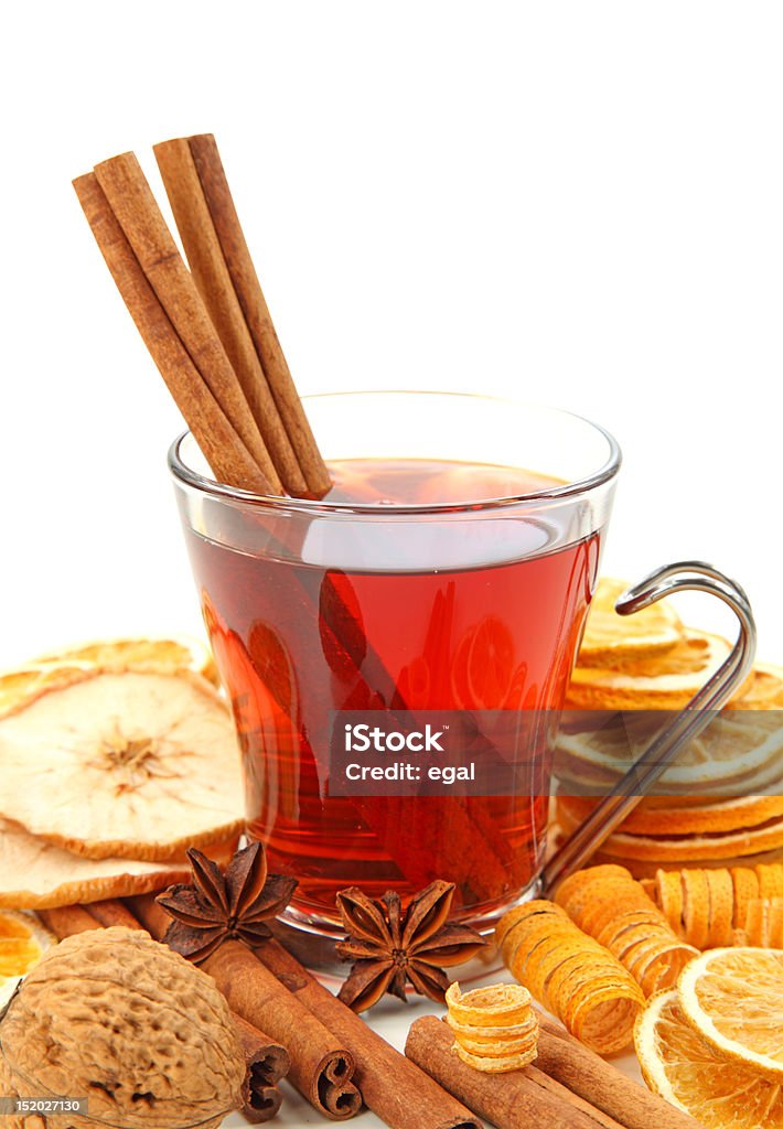 Winter hot drink  Winter hot drink with spices isolated on white background Alcohol - Drink Stock Photo