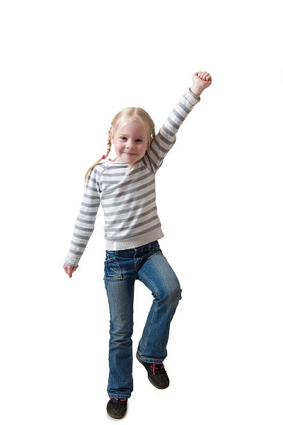 istock little girl goes with rised hand 152027215