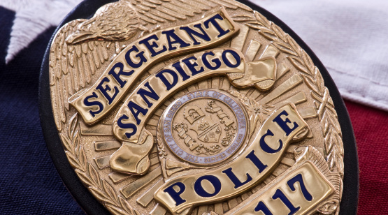 Closeup of the badge of a San Diego Sergeant of the San Diego Police Department