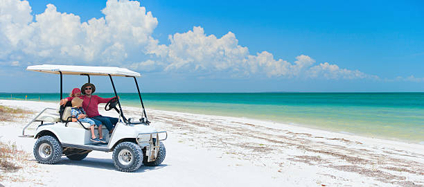 istock Golf cart at tropical beach 152027945