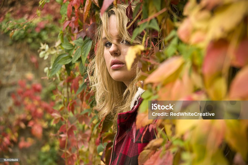 Giovane ragazza in autunno leafs - Foto stock royalty-free di Adulto