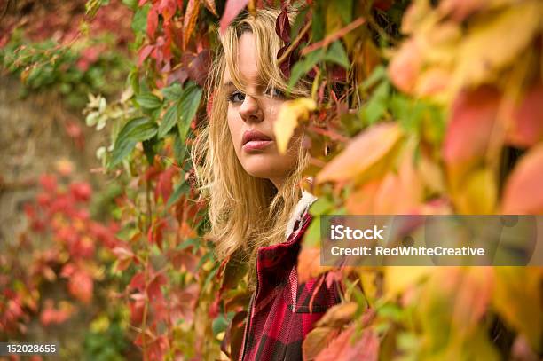 Giovane Ragazza In Autunno Leafs - Fotografie stock e altre immagini di Adulto - Adulto, Alla moda, Arte del ritratto