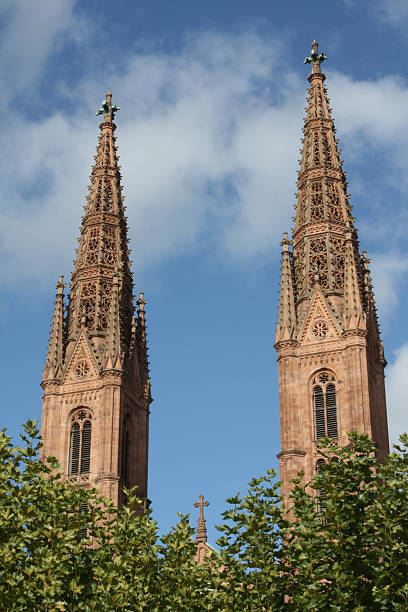 Towers of the St. Bonifatius Church St. Bonifatius Church in Wiesbaden, Germany. church hessen religion wiesbaden stock pictures, royalty-free photos & images