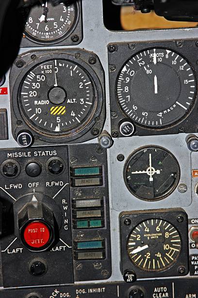 Part of Control Panel for Fighter Aircraft stock photo