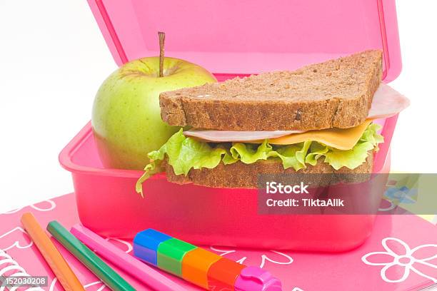 School Lunch Stock Photo - Download Image Now - Apple - Fruit, Book, Box - Container