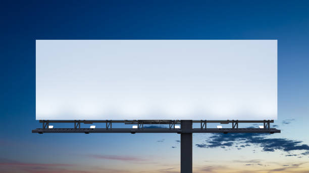 A mock-up of a outdoor billboard against the evening sky A mock-up of a outdoor billboard against the evening sky. 3d illustration billboard posting stock pictures, royalty-free photos & images