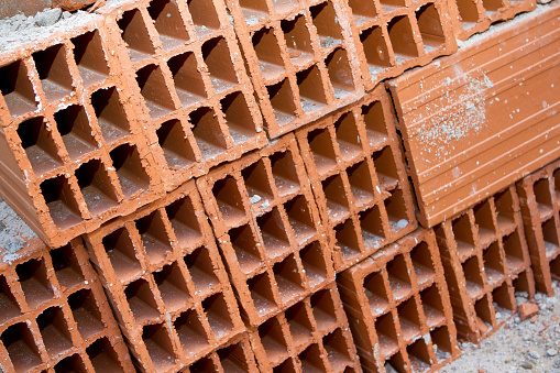 New hollow bricks stacked in a construction - Buenos Aires - Argentina