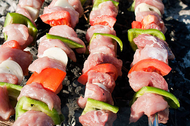 istock Barbecue with raw meat skewers 152031525