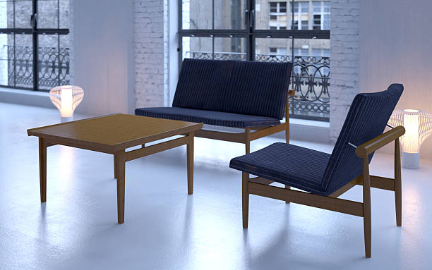 Intérieur avec des meubles vintage bleu - Photo