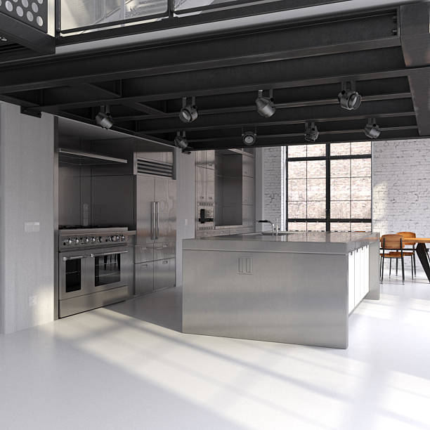 Acier moderne cuisine industrielle de style loft - Photo