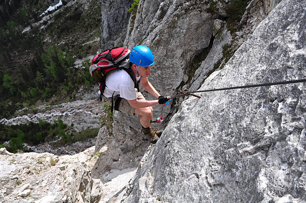 Via ferrata - Via ferrata stock photo