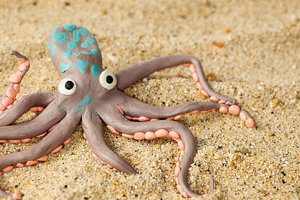 plasticine octopus stock photo