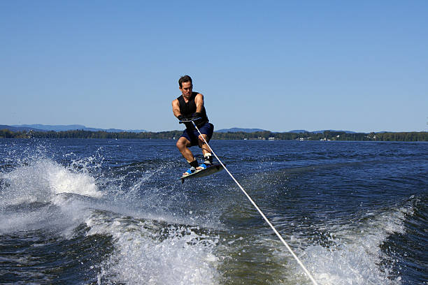 Wakeboarding on Lake Champlain stock photo