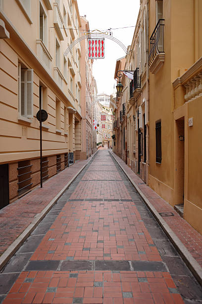 istock alley with red cobblestone in Monaco, Monte Carlo 152033004