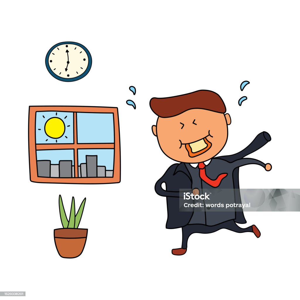 Getting Late Vector Vector Illustration Of Man Late For Work Vector Flat Design ...