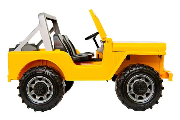 Jeep toy isolated on the white background