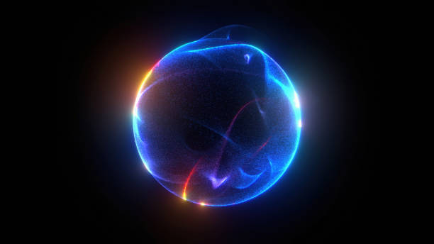 istock Futuristic energy sphere on black background representing AI and future technologies . 3D design element 1520391296