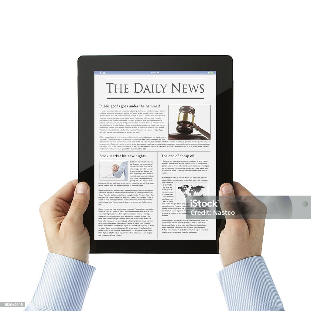 독서모드 소식을 디지탈 태블릿 - 로열티 프리 신문 스톡 사진