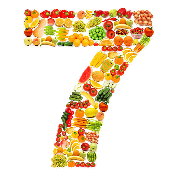istock Number seven made up of fruit and vegetables 152042309