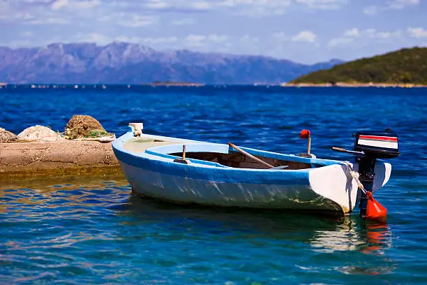 Lonely fishing boat on sea