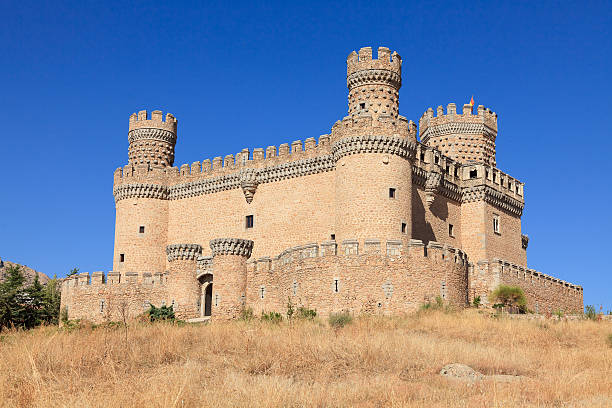 Simancas castle or General Archive in a stormy day, province of Valladolid, Spain