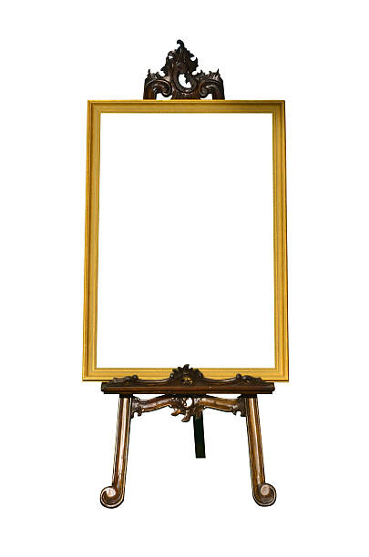 istock Vintage gold picture frame with wooden easel 152046028