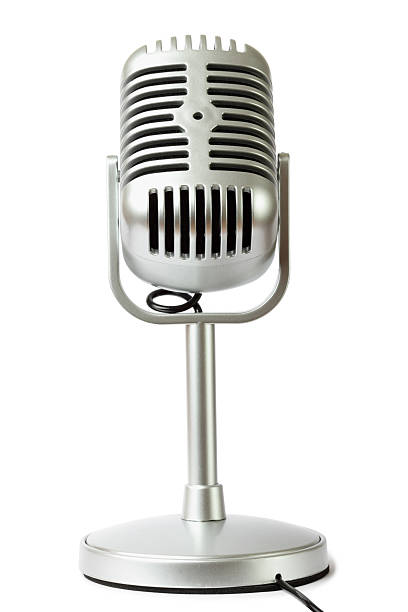 istock Plastic studio microphone metallic color on pedestal 152049339