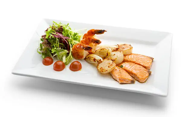 Grilled Foods - Seafood with Fresh Salad