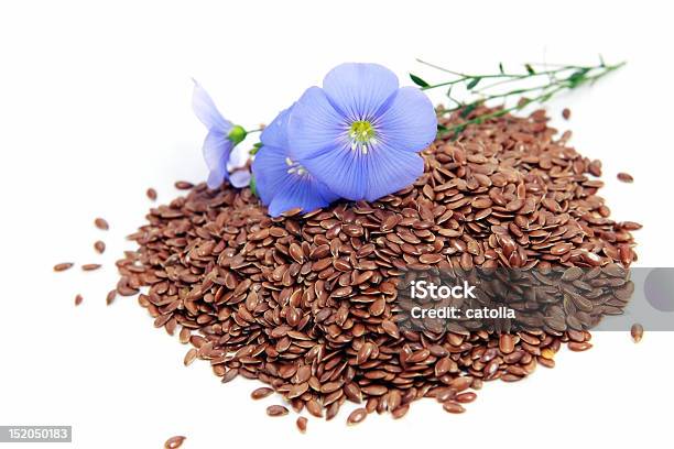 Linum Usitatissimum Flowers And Seeds Stock Photo - Download Image Now - Flax Seed, Abstract, Blossom