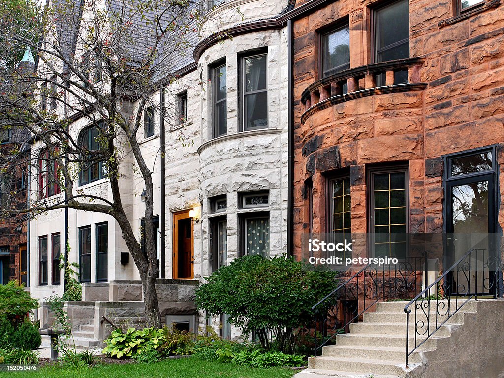 Old Chicago Houses Typical Victorian architecture in Kenwood district, near President Obama's home. Chicago - Illinois Stock Photo