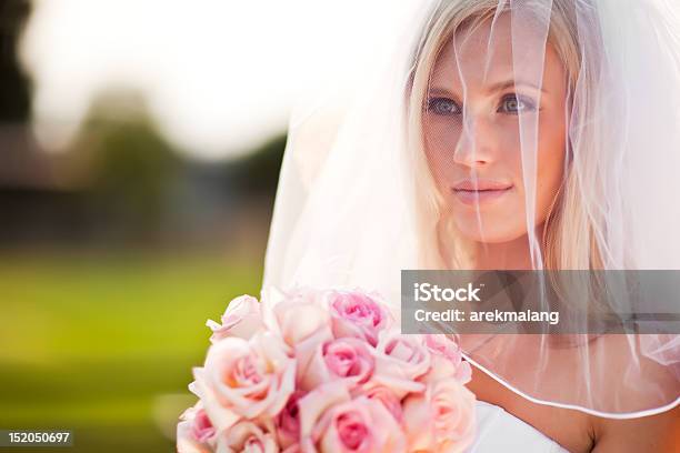 Closeup Of A Bride Holding A Pink Bouquet Stock Photo - Download Image Now - 20-29 Years, Adult, Adults Only