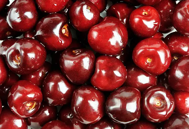 background of closeup fresh cherries