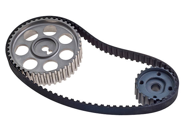 timing belt with the two gears stock photo