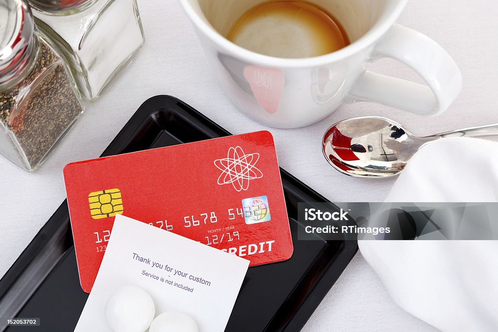 Płacić restauracja rachunku karty kredytowej mock up - Zbiór zdjęć royalty-free (Restauracja)