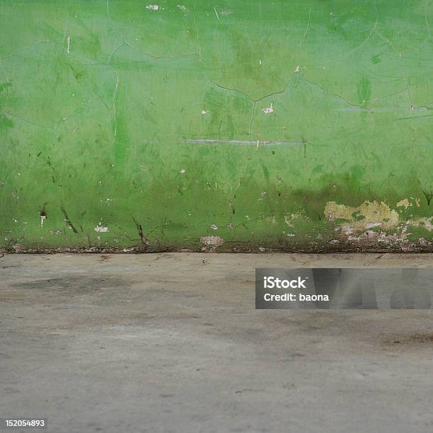 A Grunge Interior Of A Green Wall And Concrete Floor Stock Photo - Download Image Now