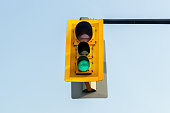 Yellow traffic light - green traffic signal light