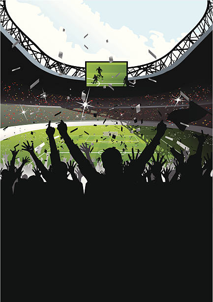 dopingować tłum w stadion piłkarski - soccer stadium illustrations stock illustrations