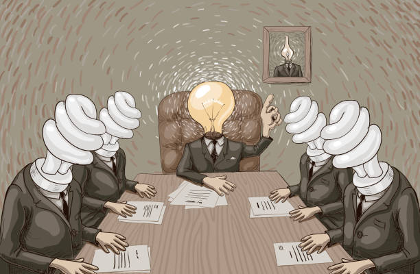 Business meeting Hand-drawn business meeting. funny contract stock illustrations