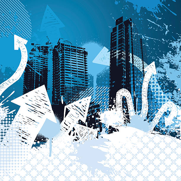 Grunge city design vector art illustration