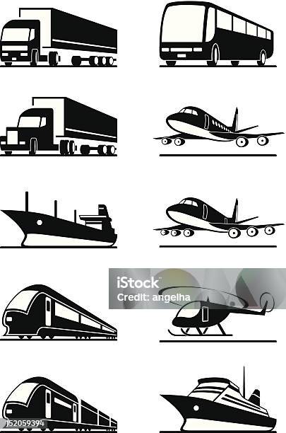 Passenger And Cargo Transportation Vehicles Stock Illustration - Download Image Now - Bus, Icon Symbol, Train - Vehicle