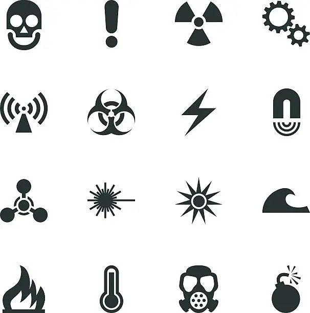 Vector illustration of Hazard Sign Silhouette Icons