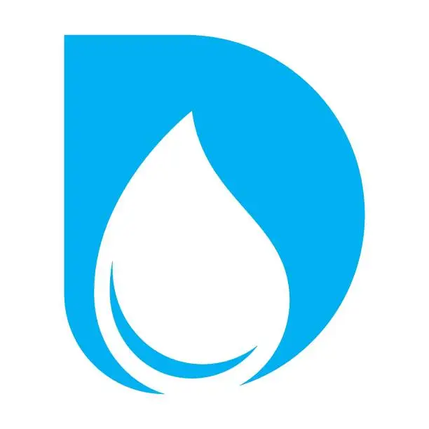 Vector illustration of sign of d letter combined with waterdrop logo vector icon illustration