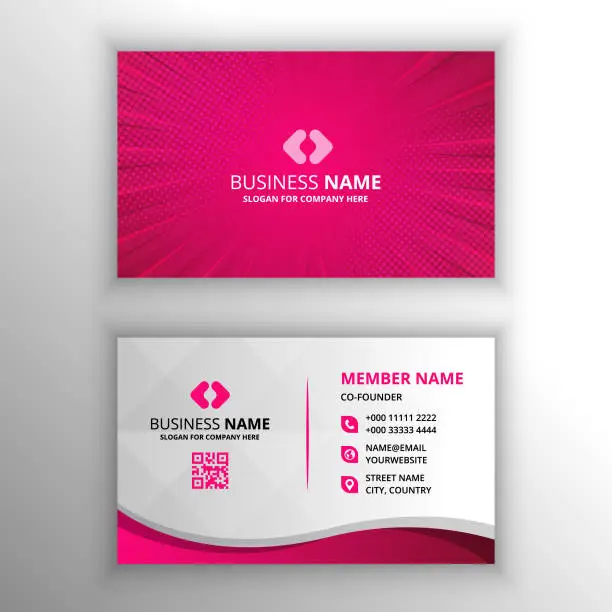 Vector illustration of Abstract Pink Dotted Business Card Template