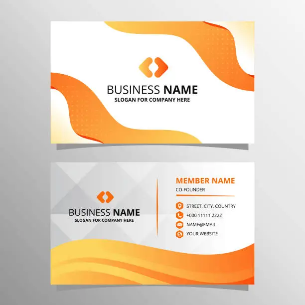 Vector illustration of Abstract Modern White and Orange Curved Business Card Template