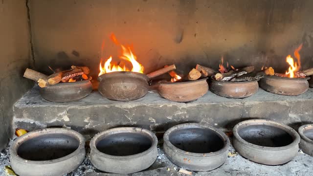 A pot and firewood