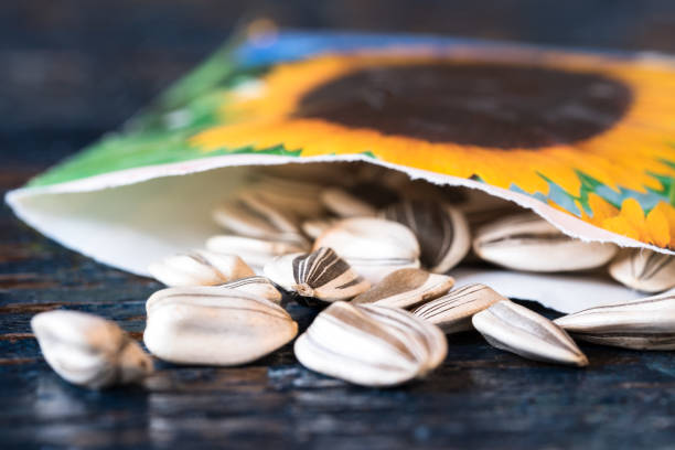 Sunflower Seeds Spilled from a Seed Packet