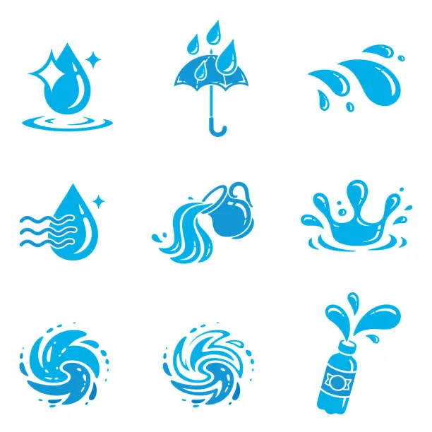 Vector illustration of water icons collection